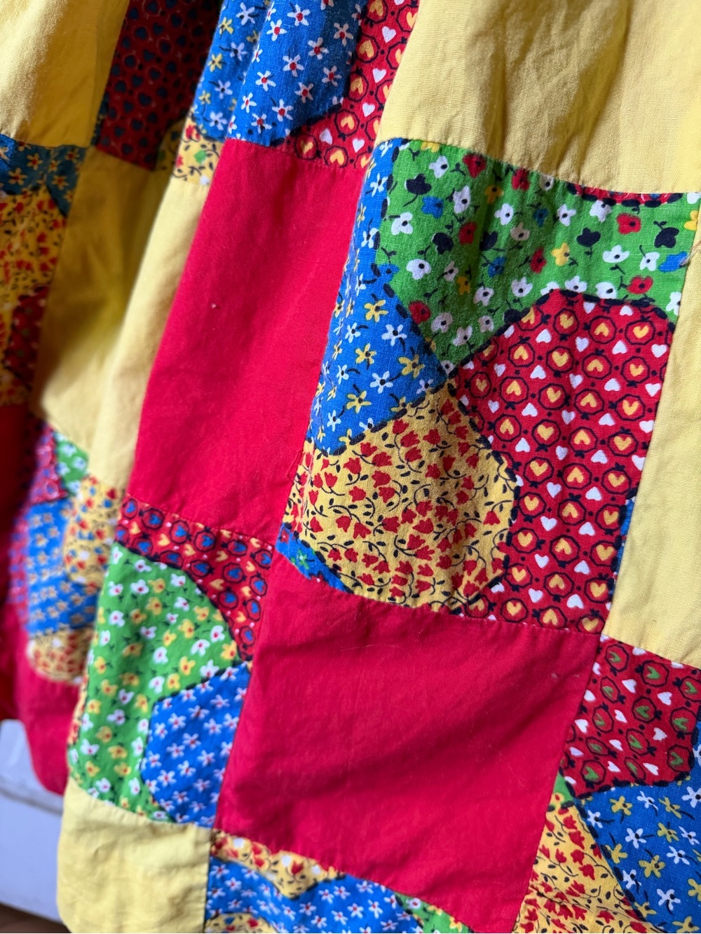 Vintage Handmade Patchwork Quilt Skirt Cottagecore Prairie Folk Elastic Waist - Picture 2 of 3